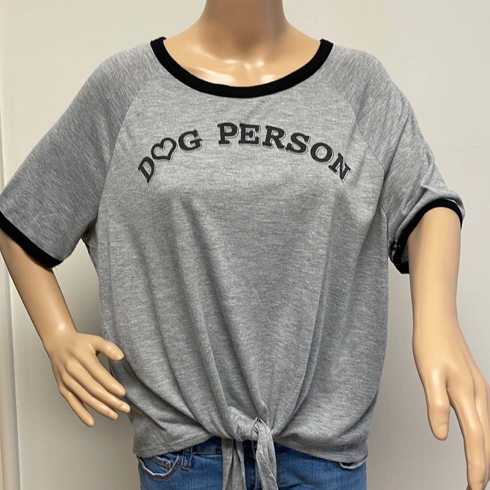 Fifth Sun “Dog Person” Top with Tie gray with black accents size XXL